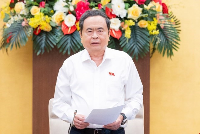 Ủy viên Bộ Chính trị, Chủ tịch Quốc hội Trần Thanh Mẫn phát biểu bế mạc. Ảnh: Quochoi.vn