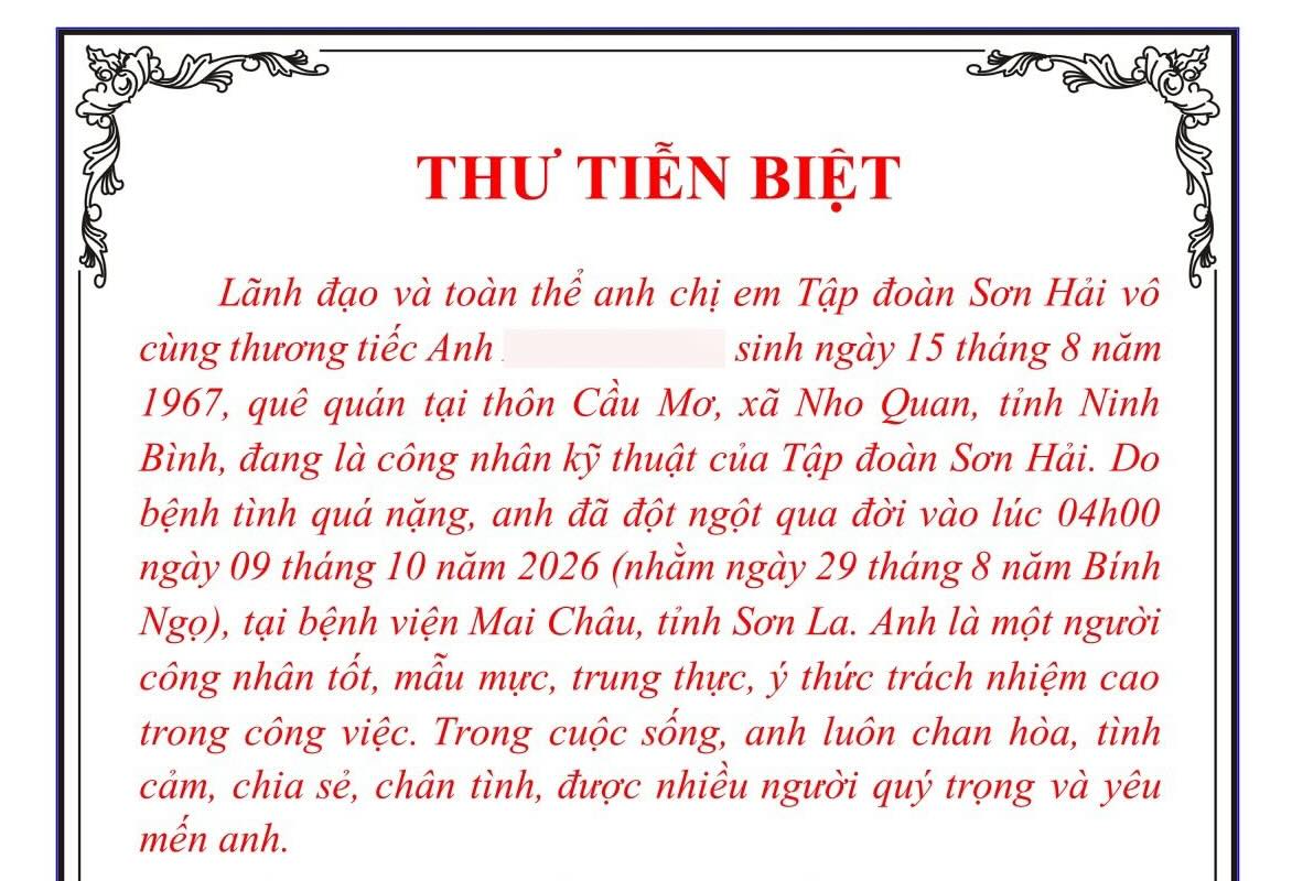 Lãnh đạo, nhân viên Tập đoàn Sơn Hải góp 750 triệu đồng hỗ trợ gia đình công nhân tử vong