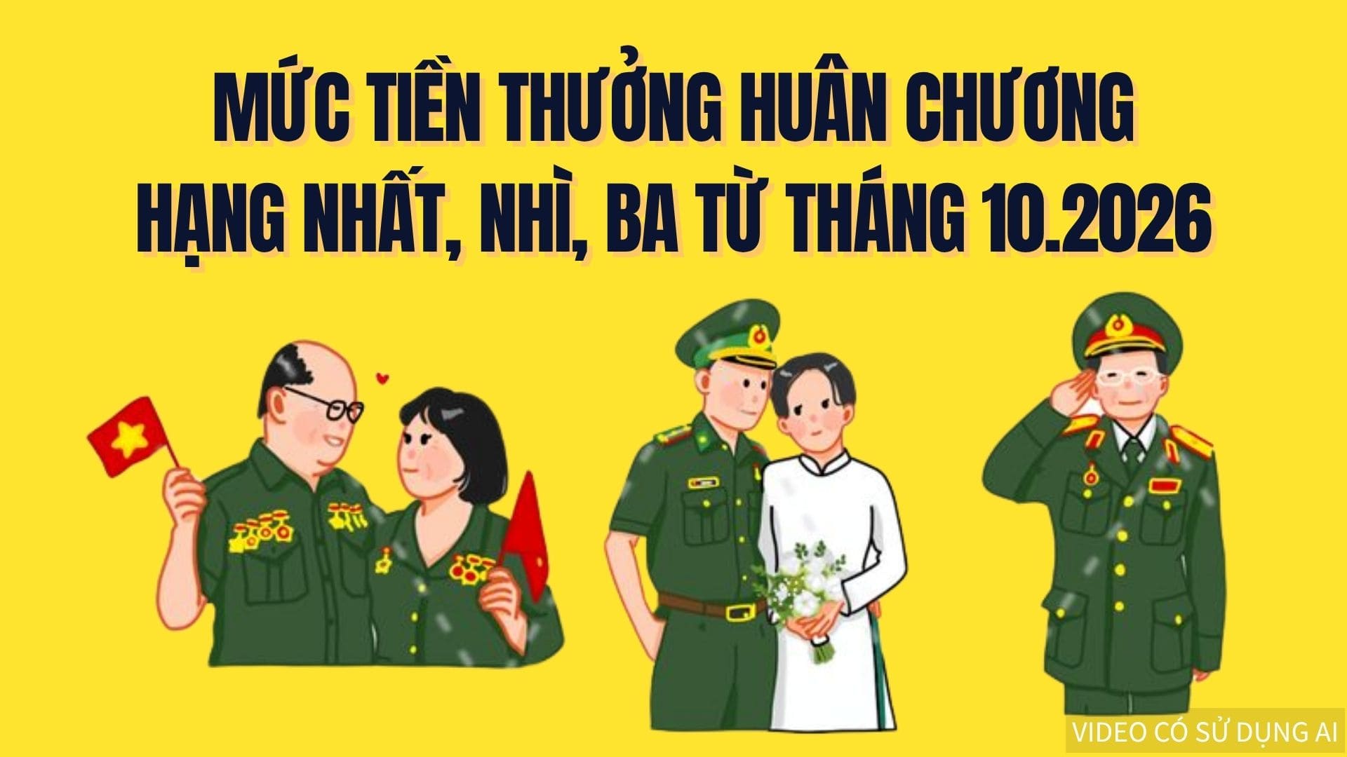 Mức tiền thưởng Huân chương hạng Nhất, Nhì, Ba từ tháng 10.2026