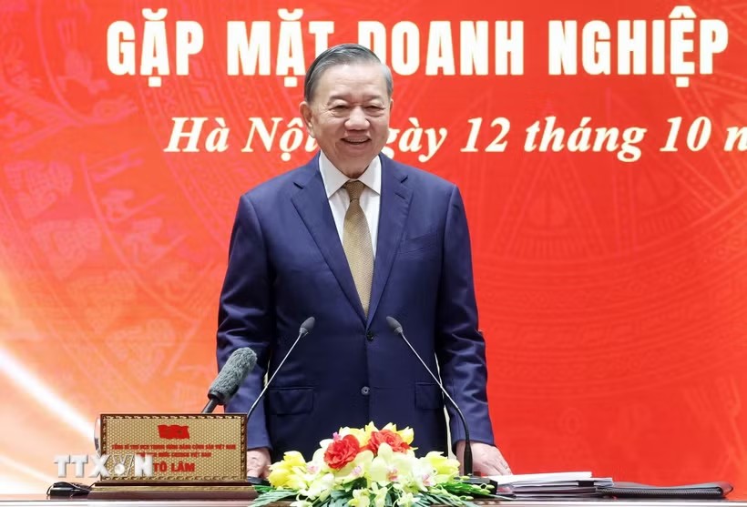 Tổng Bí thư, Chủ tịch nước Tô Lâm phát biểu tại cuộc gặp mặt. Ảnh: TTXVN
