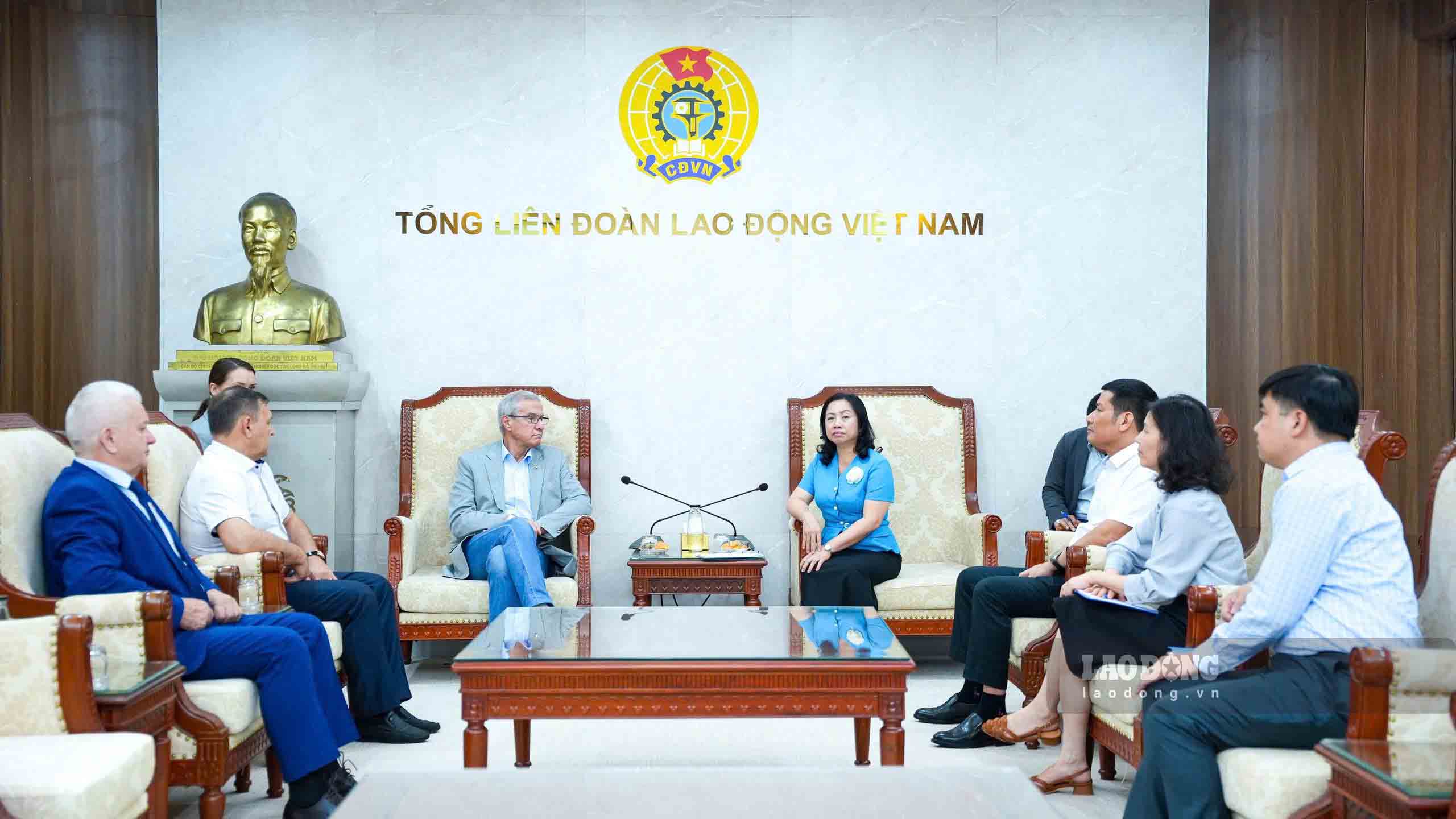Tổng LĐLĐVN tiếp Đoàn đại biểu Công đoàn Công nhân than Độc lập Nga