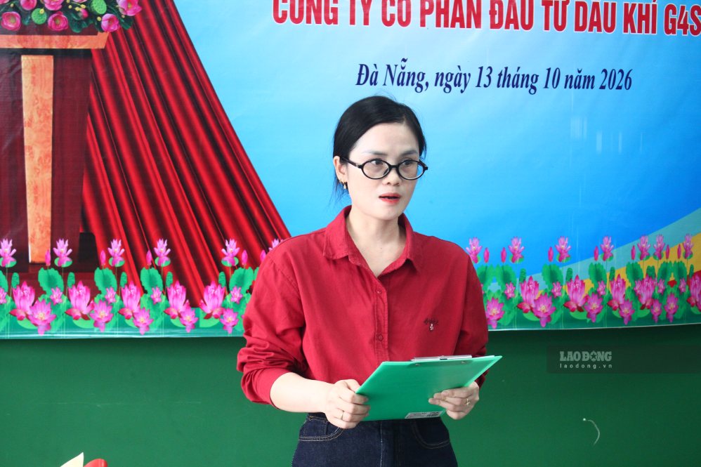 Bà Nguyễn Thị Phương - Chủ tịch Công đoàn cơ sở Công ty Cổ phần đầu tư dầu khí G4S phát biểu nhận nhiệm vụ. Ảnh: Thanh Huyền