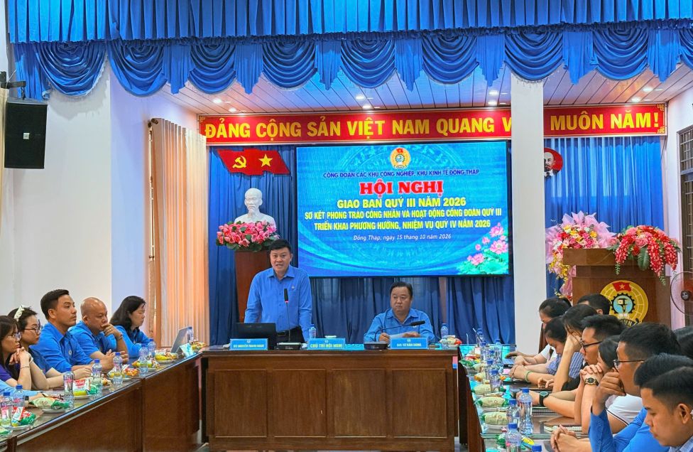 Chủ tịch Công đoàn các Khu công nghiệp, khu kinh tế Đồng Tháp Nguyễn Thanh Nhàn cho biết, trong quý III/2026, Công đoàn các Khu công nghiệp, Khu kinh tế tỉnh chăm lo, bảo vệ quyền lợi hơn 106.000 đoàn viên. Ảnh: Thanh Nhàn
