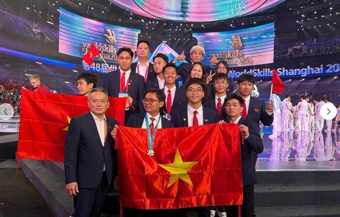 Đoàn Việt Nam dự kỳ thi "Kỹ năng nghề thế giới". Ảnh: Nhân vật cung cấp
