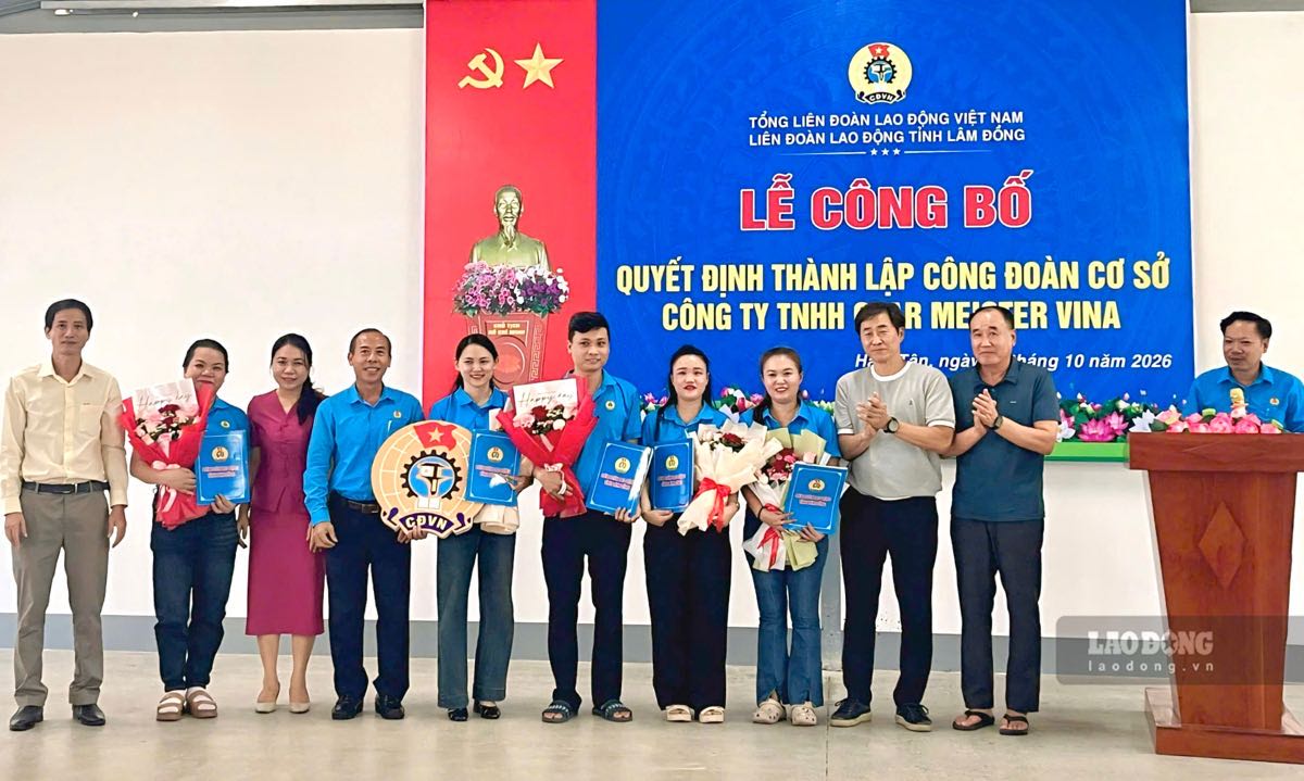 Thành lập công đoàn cơ sở ở doanh nghiệp đầu tiên tại Cụm công nghiệp Nghĩa Hòa