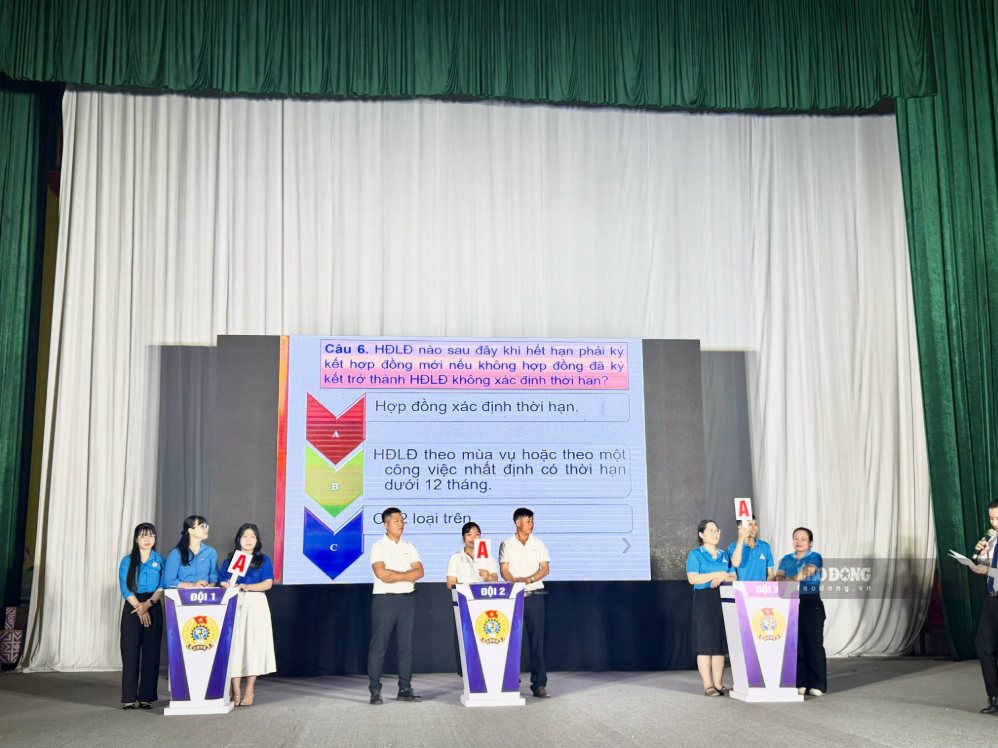 Các đội thi thuộc 3 Công đoàn phường Kỳ Sơn, Phú Thọ trả lời đúng 20/20 câu hỏi của BTC. Ảnh: Việt Anh, chụp 22/10/2026.