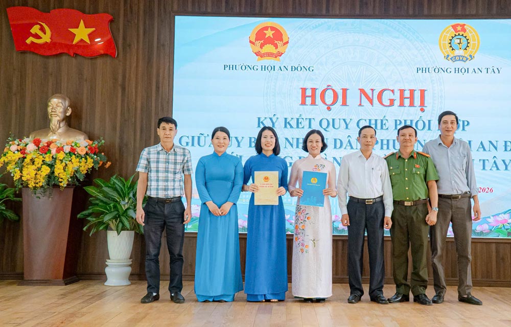 Профсоюз phường Hội An Tây, Дананг подписал правила координации с Народным комитетом phường Hội An Đông