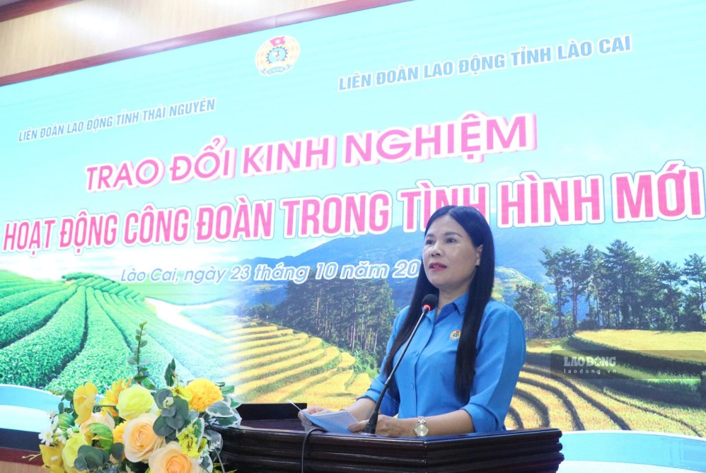 bà Nguyễn Thị Bích Nhiệm - Phó Chủ tịch Ủy ban MTTQ Việt Nam tỉnh, Chủ tịch LĐLĐ tỉnh Lào Cai