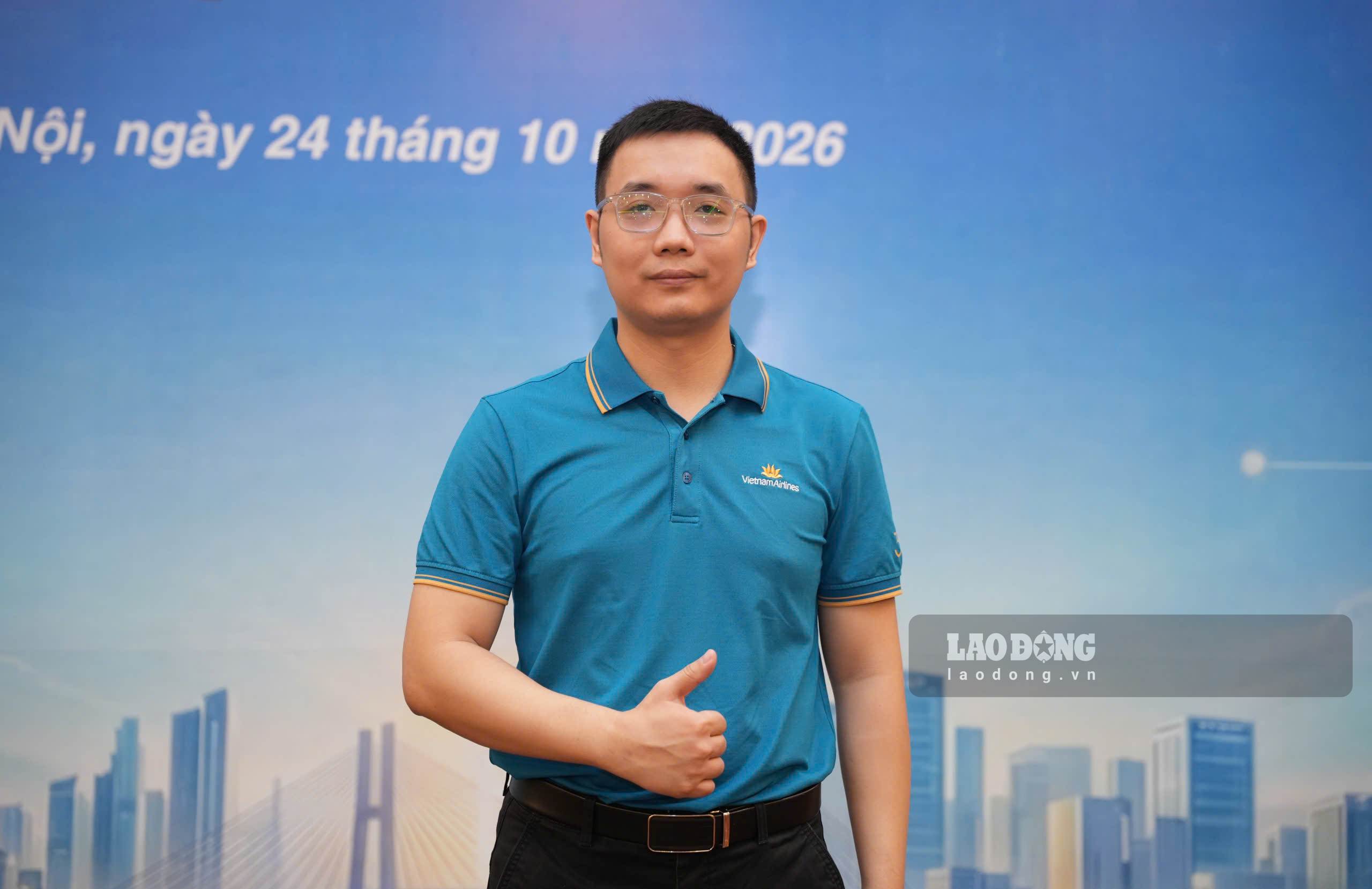 Anh Nguyễn Bá Vương – chuyên viên Ban Kỹ thuật, Tổng Công ty Hàng không Việt Nam (Vietnam Airlines). Ảnh: Hữu Chánh. 