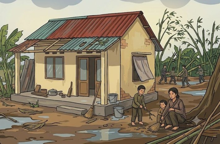 Hộ nghèo, hộ cận nghèo, hộ gia đình có hoàn cảnh khó khăn có nhà ở bị đổ, sập, trôi, cháy hoàn toà, hoặc bị hư hỏng nặng do thiên tai, hỏa hoạn được hỗ trợ chi phí làm nhà, sửa chữa nhà. Ảnh: AI