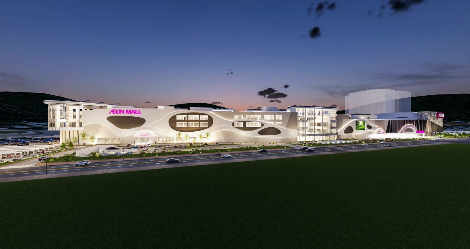 Phối cảnh Dự án Aeon Mall Hạ Long. Đại siêu thị này dự kiến mở cửa đón khách từ ngày 11.11.2026. Ảnh: Aeon Mall Việt Nam. 