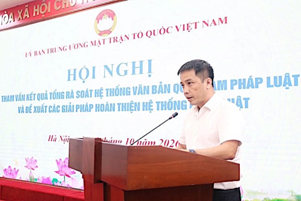 Ông Đậu Anh Tuấn, Phó Tổng Thư ký VCCI, cho biết, VCCI đã tiếp nhận kết quả rà soát từ các bộ, ngành, đồng thời đối chiếu với những khó khăn, vướng mắc mà cộng đồng doanh nghiệp phản ánh định kỳ. Ảnh: MTTQ Việt Nam