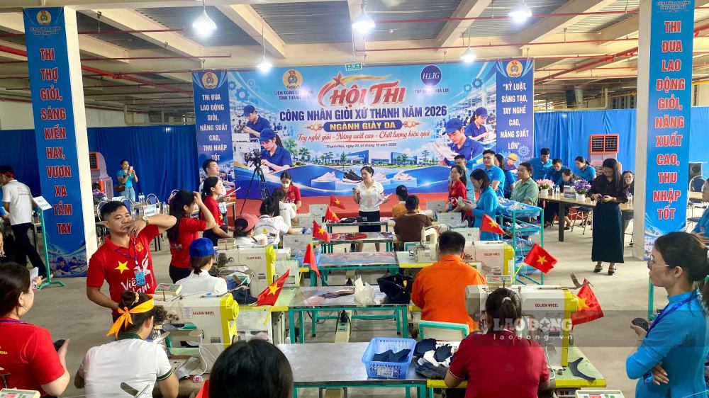Không khí sôi nổi tại hội thi “Công nhân giỏi xứ Thanh“. Ảnh: Minh Hoàng (chụp ngày 3.10.2026)