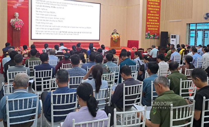 Tập huấn nghiệp vụ phổ biến, giáo dục pháp luật và hòa giải ở cơ sở ở Lào Cai. Ảnh: Bảo Nguyên