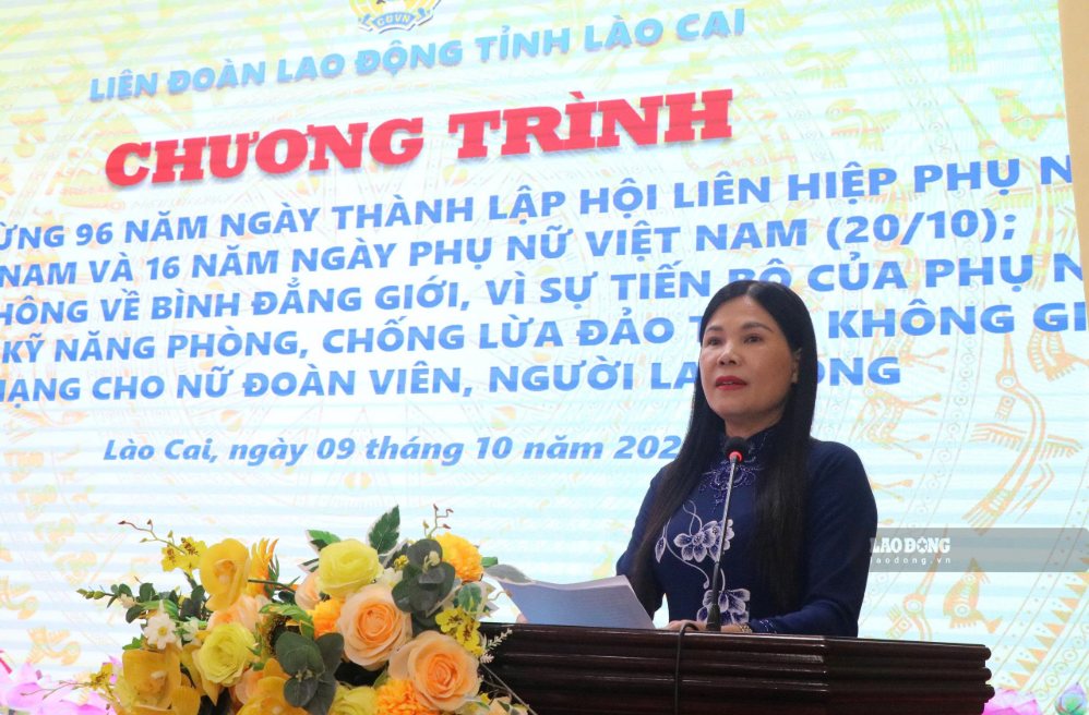 Bà Nguyễn Thị Bích Nhiệm - Phó Chủ tịch Ủy ban Mặt trận Tổ quốc Việt Nam tỉnh, Chủ tịch Liên đoàn Lao động tỉnh Lào Cai 
