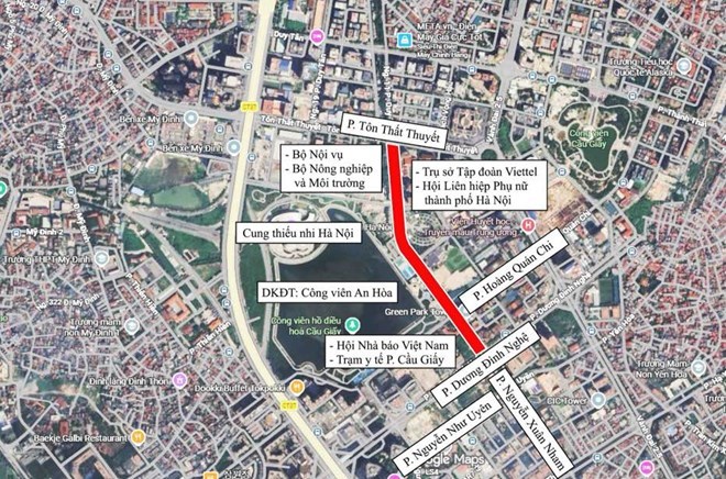 Tuyến phố mới ở phường Cầu Giấy mang tên Nguyễn Hữu An. Ảnh: Google Maps