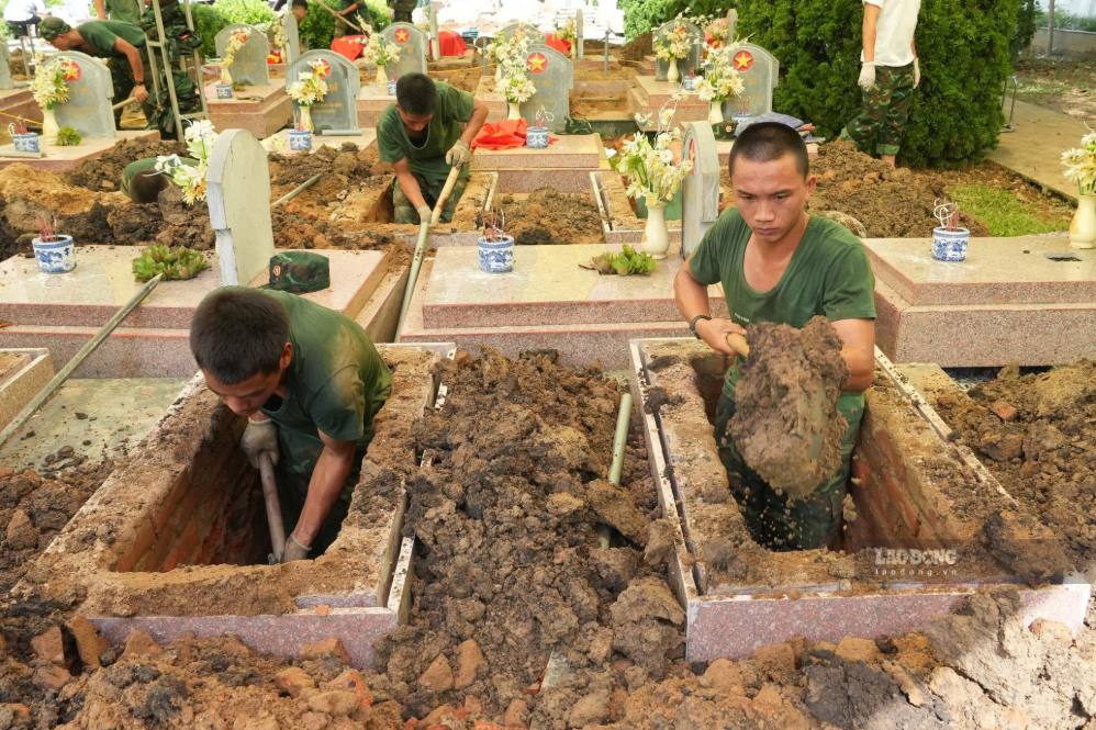 Đại tá Vương Đình Hòa - Chính ủy Bộ CHQS tỉnh Điện Biên cho biết, do các ngôi mộ đã được chôn cất từ hơn 70 năm trước và các nghĩa trang cũng đã trải qua nhiều lần tôn tạo nên việc lấy mẫu ADN gặp không ít khó khăn. Ảnh: Văn Thành Chương