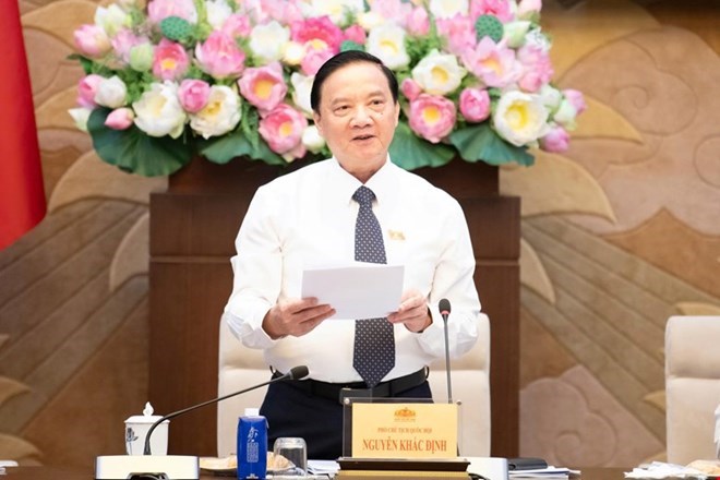 National Assembly Vice Chairman Nguyen Khac Dinh requests the application of digital transformation to build a database. Photo: Quochoi. vn