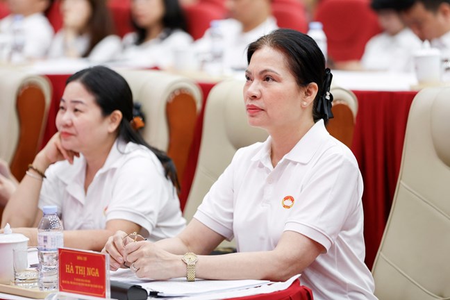 Bà Hà Thị Nga - Ủy viên Trung ương Đảng, Phó Chủ tịch - Tổng Thư ký UBTƯ MTTQ Việt Nam tham dự Hội nghị. Ảnh: Quang Vinh/ Mặt trận Tổ quốc