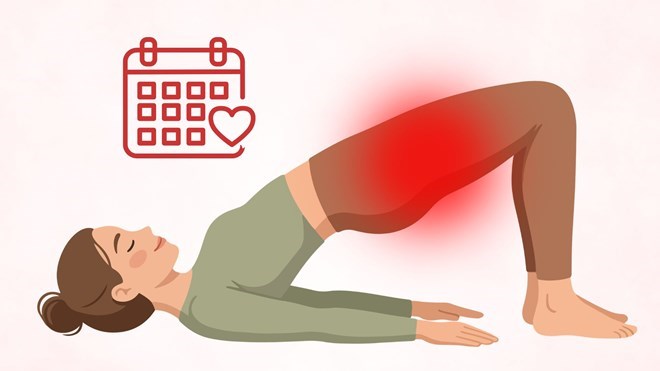 Tư thế cây cầu là bài tập giúp tăng sức mạnh đôi chân và cải thiện khả năng vận động. Đồ họa: Thanh Thanh