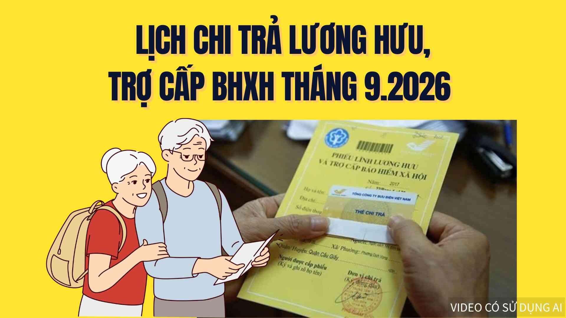 Lịch chi trả lương hưu, trợ cấp BHXH tháng 9.2026