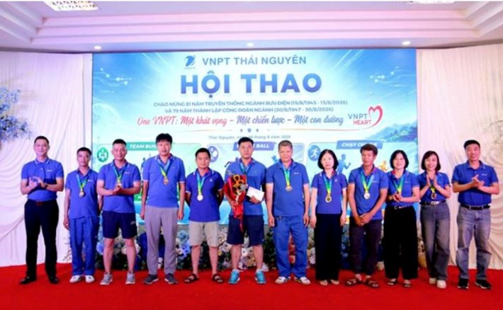 VNPT Thái Nguyên vừa tổ chức hội thao kỷ niệm 81 năm ngày truyền thống ngành, 79 năm ngày thành lập Công đoàn Khoa học và Công nghệ Việt Nam. Ảnh: Nguyễn Thị Thoa/VNPT Thái Nguyên