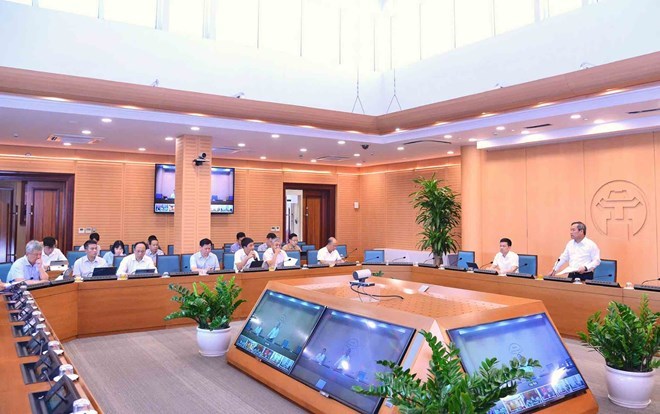 Cuộc họp Ban Chỉ đạo các công trình trọng điểm thành phố. Ảnh: UBND TP Hà Nội