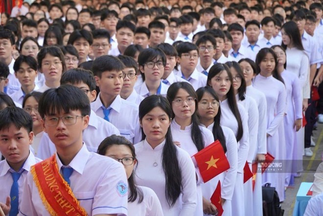 Học sinh TPHCM trong ngày khai giảng năm học 2025-2026. Ảnh: Chân Phúc