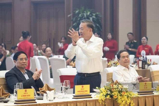 Tổng Bí thư, Chủ tịch nước Tô Lâm dự buổi gặp mặt kỷ niệm Ngày truyền thống ngành Công an và ngành Ngoại giao. Ảnh: Hải Nguyễn

