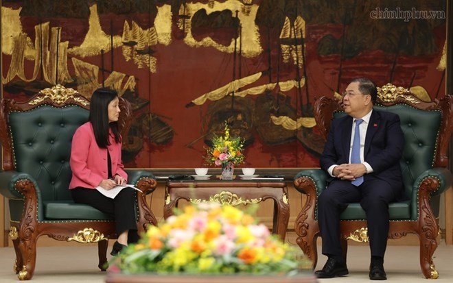 Politburo member, Standing Deputy Prime Minister Pham Gia Tuc receives US Ambassador to Vietnam Jennifer Wicks. Photo: chinhphu.vn/Phuong Nguyen