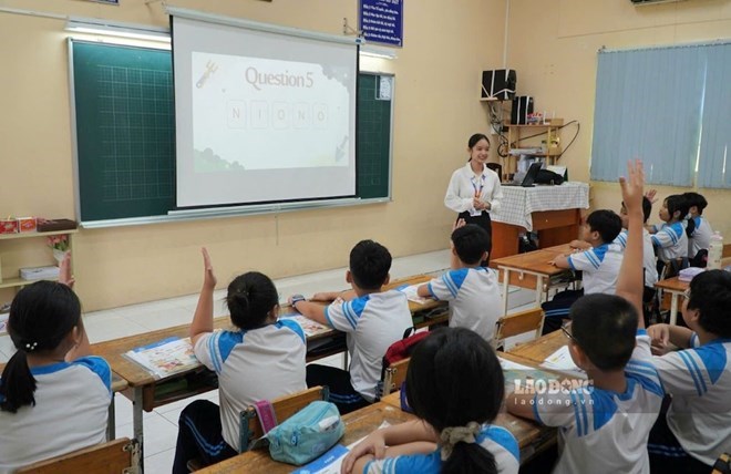 Một giờ học Tiếng Anh của cô trò ở TPHCM. Ảnh: Chân Phúc
