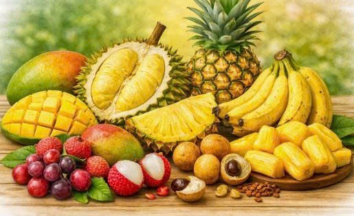 Một số loại trái cây làm tăng đường huyết nên hạn chế để kiểm soát sức khỏe. Đồ họa: AI