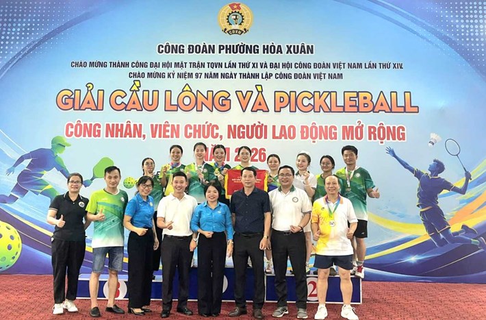 Giải cầu lông và pickleball công nhân, viên chức, lao động phường Hòa Xuân, Đà Nẵng đã thành công tốt đẹp. Ảnh: Công đoàn Hòa Xuân cung cấp