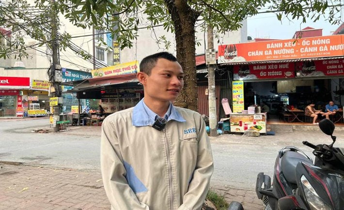 Anh Nông Tô Hiệu - công nhân Khu công nghiệp Thăng Long (Hà Nội). Ảnh: Minh Hương