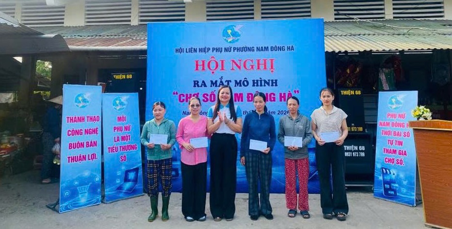 Mô hình “Chợ số” được Hội LHPN các đơn vị triển khai tại nhiều khu chợ trong toàn tỉnh. Ảnh: Hội LHPN Quảng Trị