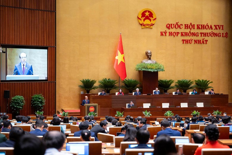 Quang cảnh phiên họp sáng 3.8. Ảnh: Media Quốc hội