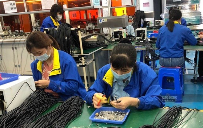 Công nhân làm việc tại một công ty ở Bắc Ninh. Ảnh: Bảo Hân
