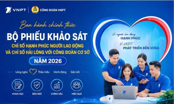 Ban Thường vụ Công đoàn VNPT vừa ban hành 2 phiếu khảo sát chỉ số hạnh phúc người lao động VNPT và chỉ số hài lòng của đoàn viên, người lao động đối với công đoàn cơ sở. Ảnh: Công đoàn VNPT