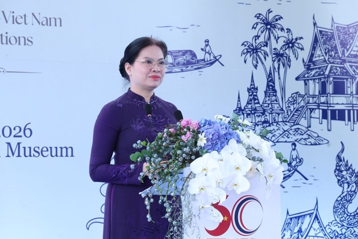 Ủy viên TƯ Đảng, Phó Chủ tịch - Tổng Thư ký Ủy ban Trung ương MTTQ Việt Nam Hà Thị Nga phát biểu tại buổi lễ. Ảnh: Thu Hà/ MTTQ
