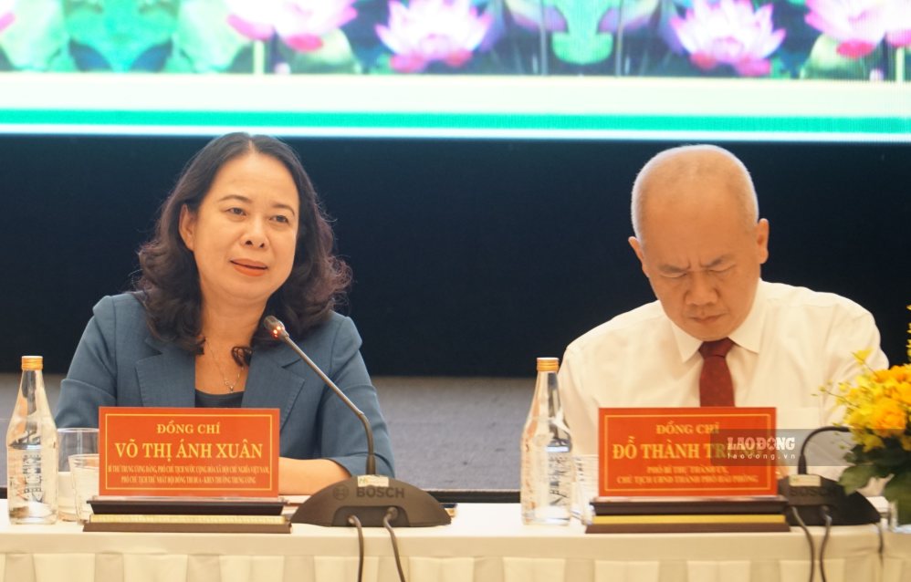 Bà Võ Thị Ánh Xuân - Bí thư Trung ương Đảng, Phó Chủ tịch nước dự hội nghị. Ảnh: Hoàng Bin 