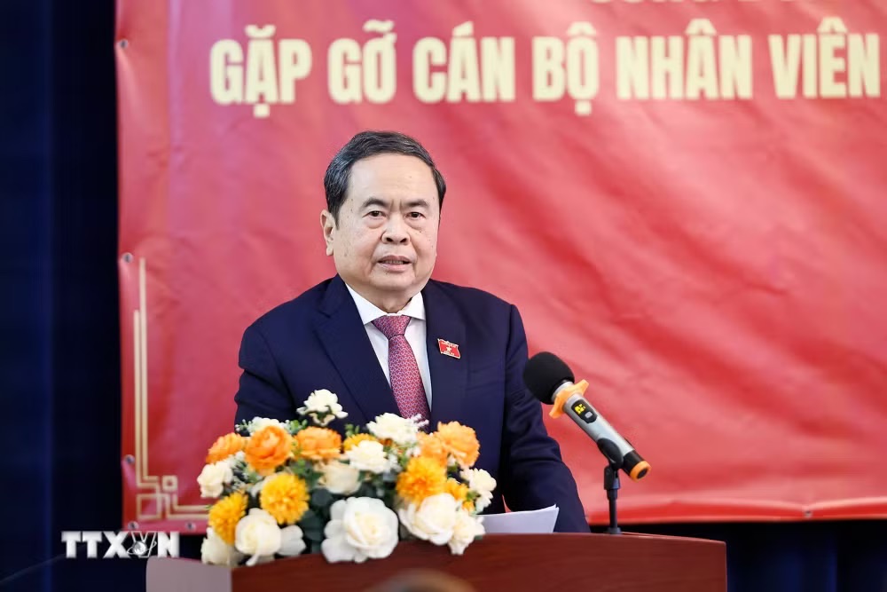 Ủy viên Bộ Chính trị, Chủ tịch Quốc hội Trần Thanh Mẫn phát biểu tại cuộc gặp mặt ngày 9.9.2026. Ảnh: Doãn Tấn/TTXVN