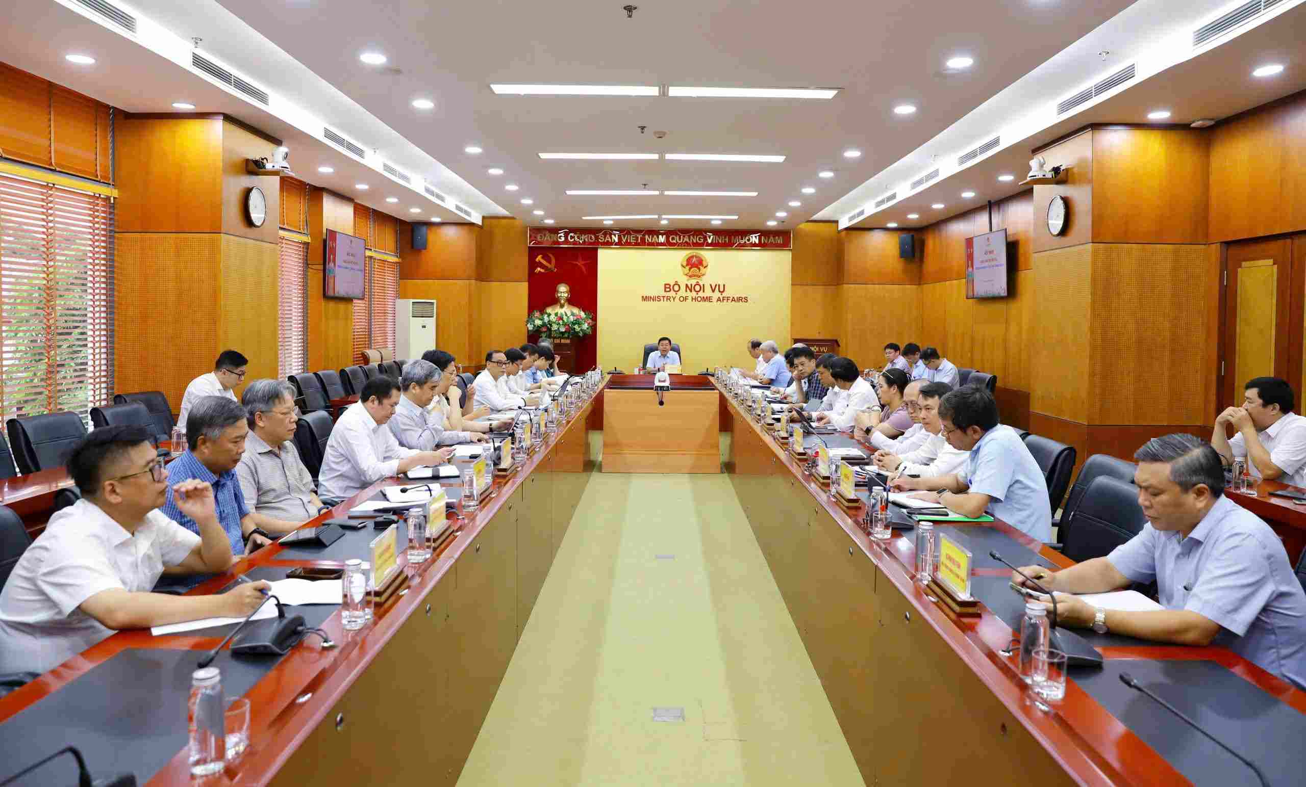 Toàn cảnh Hội nghị giao ban đánh giá công tác tháng 8, triển khai nhiệm vụ trọng tâm tháng 9 của Bộ Nội vụ, diễn ra vào sáng 10.9. Ảnh: Bộ Nội vụ