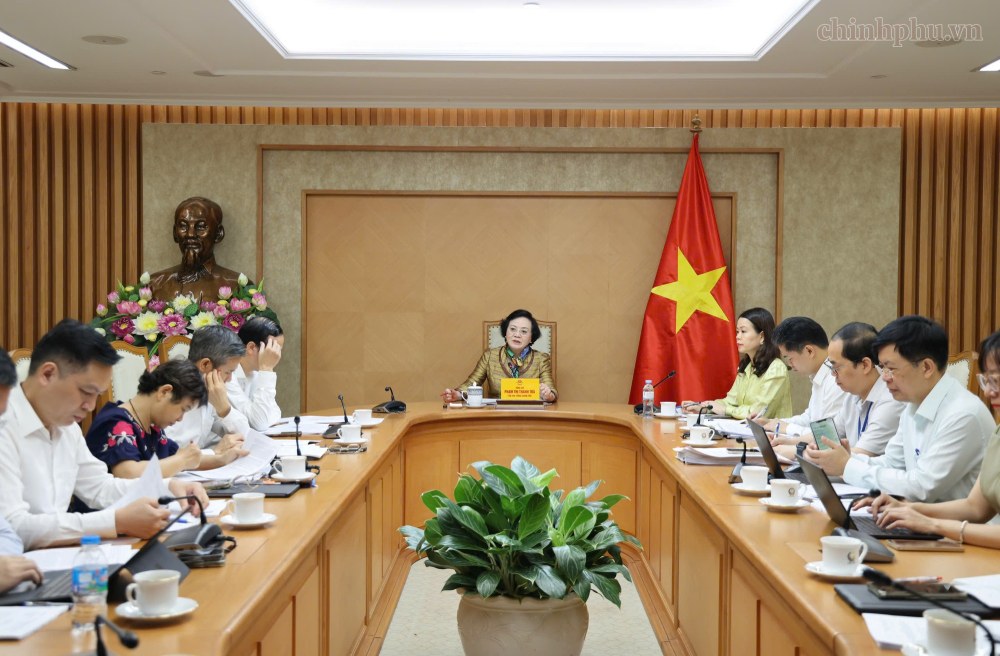 Cuộc làm việc về xây dựng dự thảo Nghị định quy định về quản lý mỹ phẩm. Ảnh: chinhphu.vn/Thu Giang