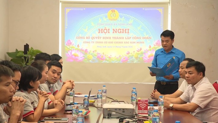 Conference announcing the Decision to establish the grassroots Trade Union of Kim Minh Precision Mechanical Co., Ltd. Photo: Company Trade Union.