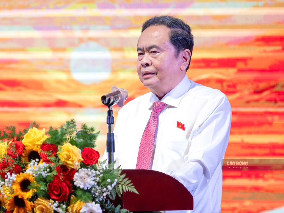 Ông Trần Thanh Mẫn - Ủy viên Bộ Chính trị, Chủ tịch Quốc hội phát biểu tại hội nghị. Ảnh: Phương Linh