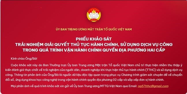 The Vietnam Fatherland Front surveys the settlement of administrative procedures and the use of public services in the process of operating local governments at 2 levels. Photo: Fatherland Front