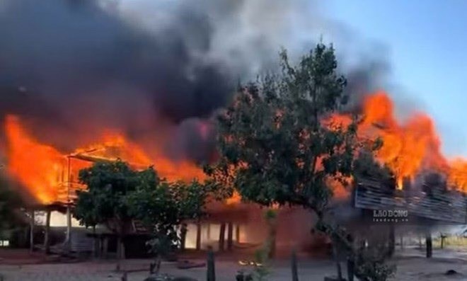 A fire burned down a house in Kong Chro commune, Gia Lai. Photo: Thanh Tuan (taken in May 2026)