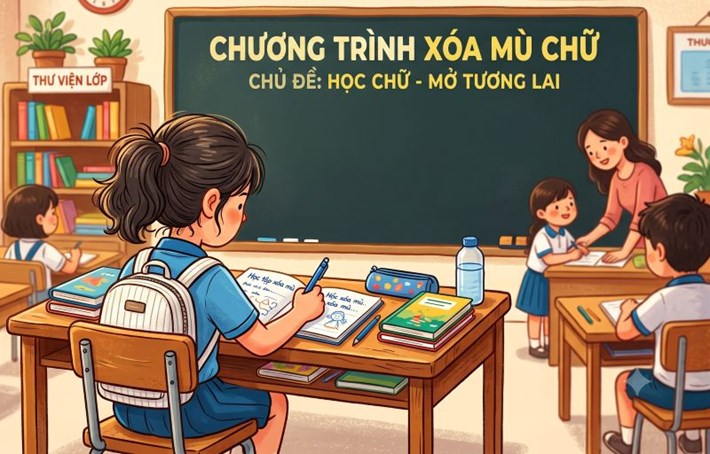 Từ ngày 1.11.2026, người hoàn thành giai đoạn 1 chương trình xóa mù chữ hoặc có học vấn hoàn thành lớp 3 chương trình giáo dục tiểu học được công nhận đạt chuẩn biết chữ mức độ 1. Ảnh đồ họa: Được tạo bởi AI