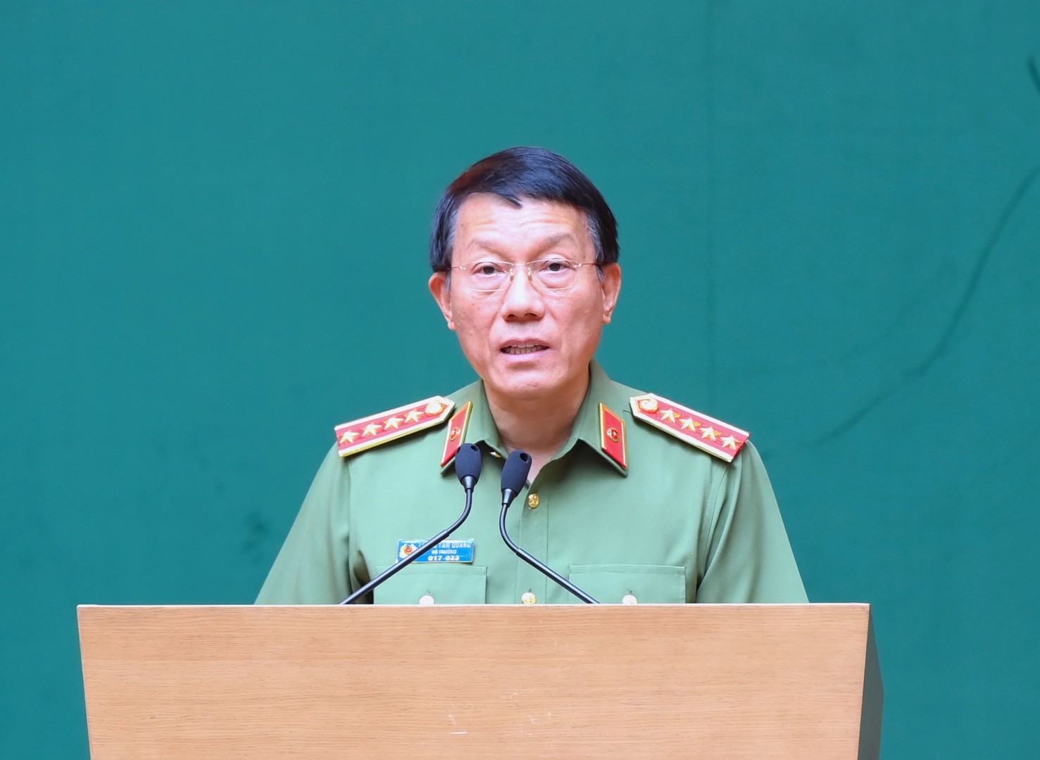 Bộ trưởng Lương Tam Quang phát biểu tại buổi lễ. Ảnh: Bộ Công an