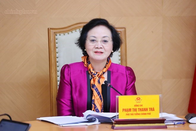 Bí thư Trung ương Đảng, Phó Thủ tướng Chính phủ Phạm Thị Thanh Trà nói về mô hình đơn vị hành chính cấp xã mang tính hạt nhân tiêu biểu. Ảnh: chinhphu.vn/Thu Giang